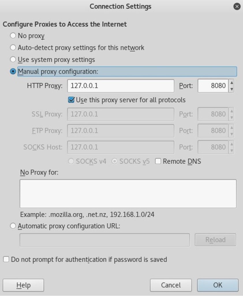 brute forcing Manual proxy configuration