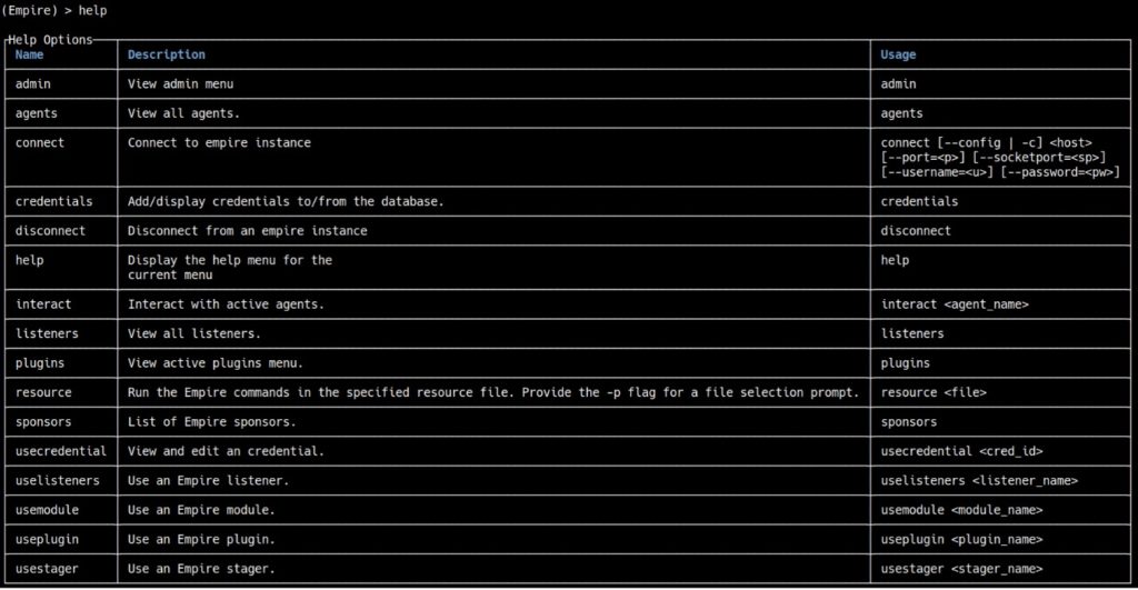 available commands figure 5