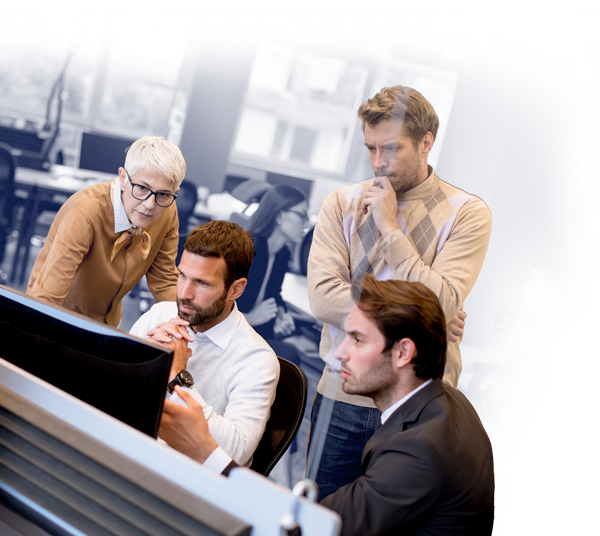 coworkers looking at computer