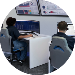 CISO Global Cyber Defense - two analysts in SOC