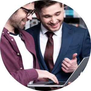 CISO Global Managed Services - two men looking at laptop in server room