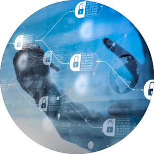CISO Global Security and Architecture - hands working on projected screen