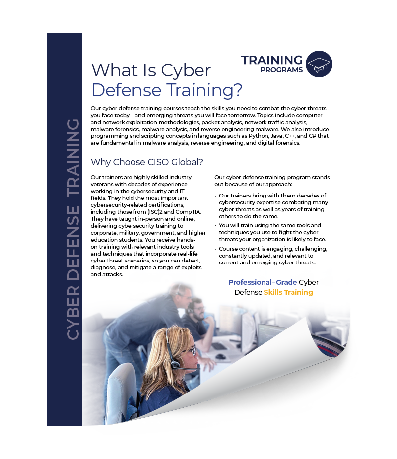 Cyber Defense Training - Service Overview cover image - curled