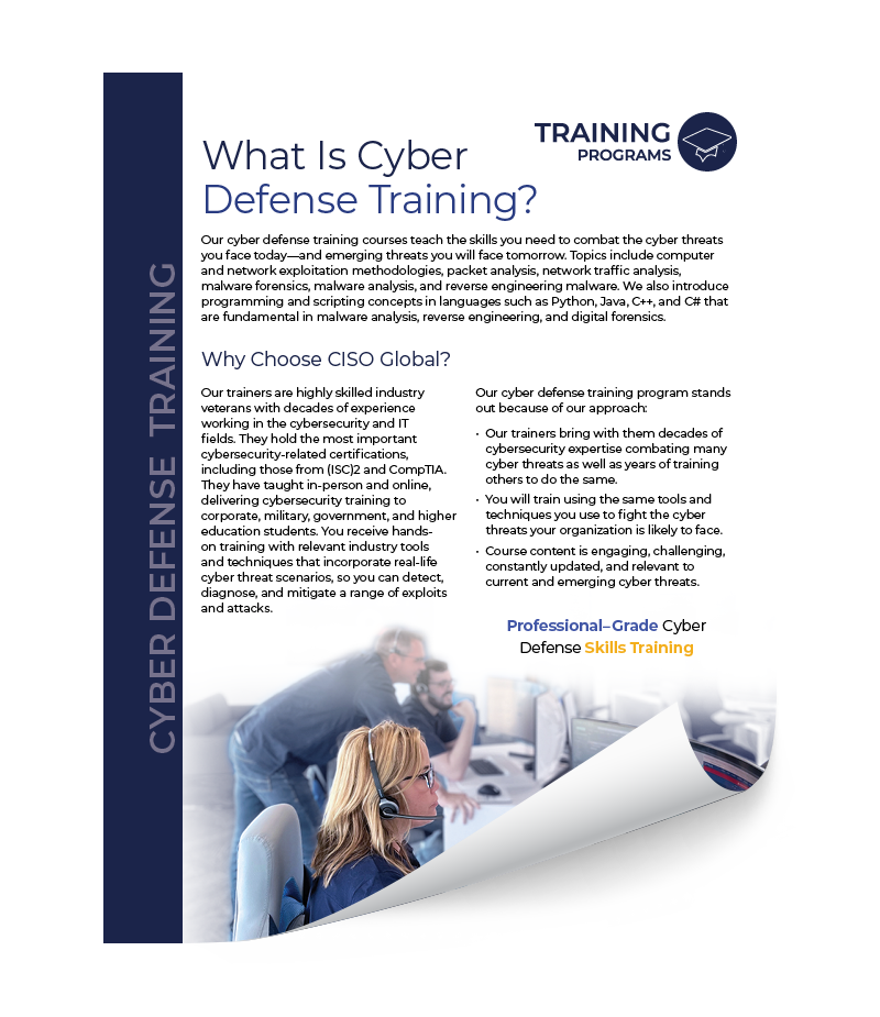 Cyber Defense Training - Service Overview cover image - curled