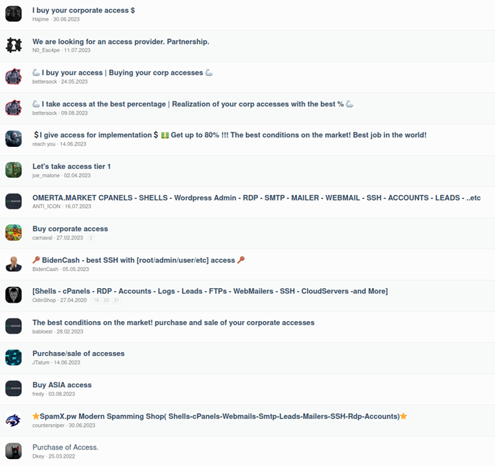 Screenshot of conversation on a DarkNet