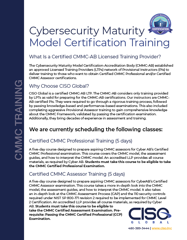 CMMC — Cybersecurity Maturity Model Certification Training