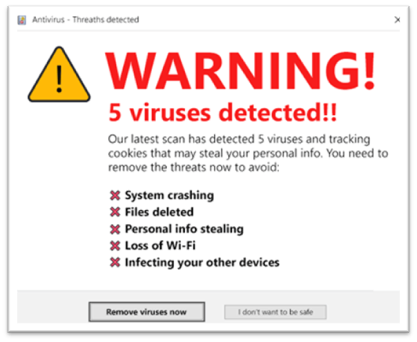 Scareware for fake antivirus software 
