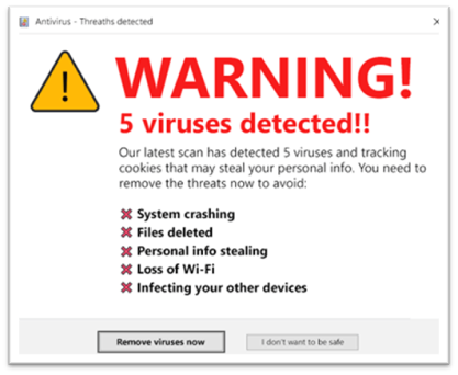 Scareware for fake antivirus software